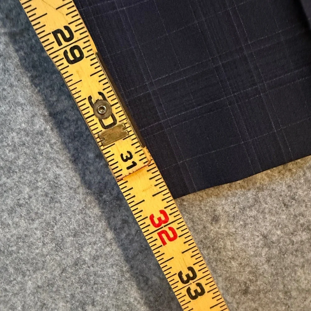 DKNY Duran Mens Navy Blue Plaid Modern Fit 2 Piece Suit 46R 39W DNUR217W0356